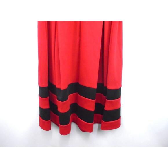 Calvin Klein Women's Fit & Flare Sleeveless Dress Size 8 Belted Red Striped Hem - Picture 9 of 10